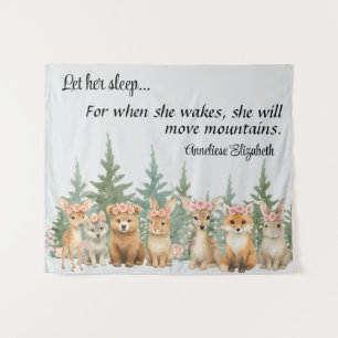 Let Her Sleep Woodland Animal Feminine Nursery Tapestry