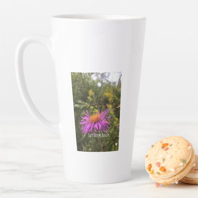 Let Hope Arise Quote Pretty Purple Flower Latte Mug (In Situ)
