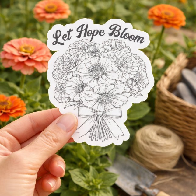 Let Hope Bloom Zinnia Bouquet Inspirational Floral (Zinnia Floral Let Hope Bloom)