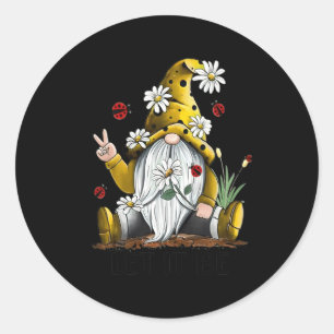 Let It Be Be Kind Gnome Daisies Meaningful Quote Classic Round Sticker
