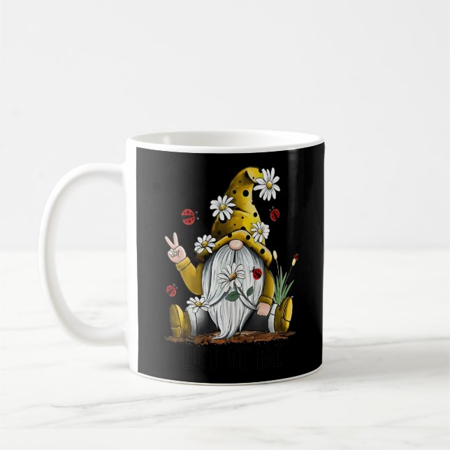 Let It Be Be Kind Gnome Daisies Meaningful Quote Coffee Mug (Left)