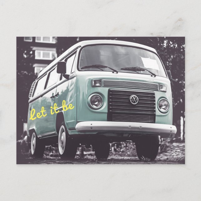 Let It BE Hippy Flower Child Van Postcard (Front)