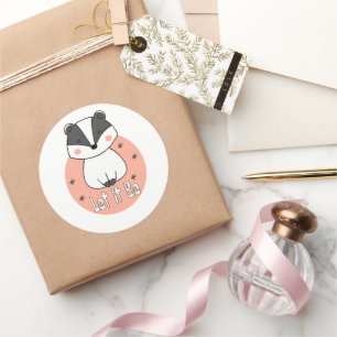 Let it be Kawaii funny racoon smiling white-pink Classic Round Sticker
