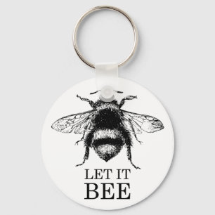Let It Bee Vintage Nature Bumble Bee Key Ring