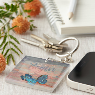 Let It Begin Two Butterflies  Key Ring