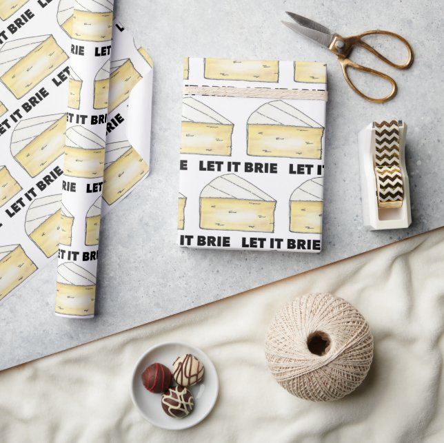 Let It Brie (Be) Cheese Wedge Food French Cooking Wrapping Paper (Crafts)