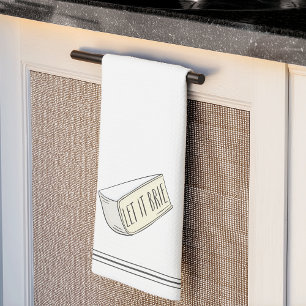 Let It Brie Funny Cheese Pun Tea Towel