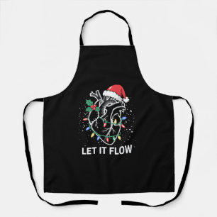 Let It Flow Anatomy Heart Cardiac Nurse Santa Hat Apron