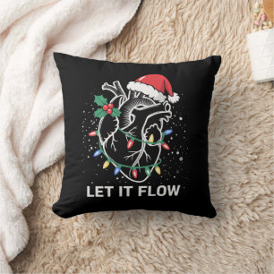 Let It Flow Anatomy Heart Cardiac Nurse Santa Hat Cushion