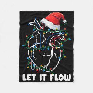 Let It Flow Anatomy Heart Cardiac Nurse Santa Hat  Fleece Blanket