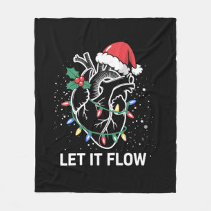 Let It Flow Anatomy Heart Cardiac Nurse Santa Hat Fleece Blanket