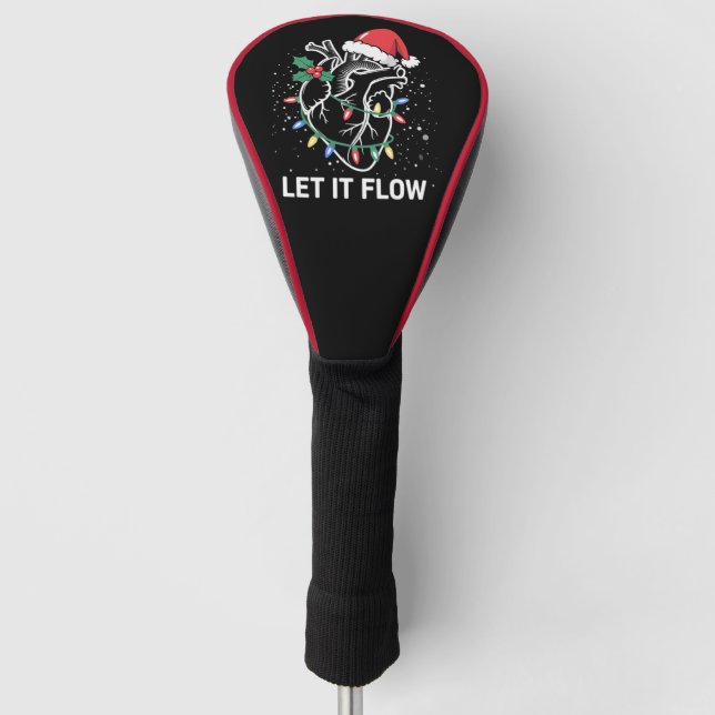 Let It Flow Anatomy Heart Cardiac Nurse Santa Hat Golf Head Cover (Front)