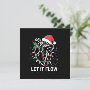 Let It Flow Anatomy Heart Cardiac Nurse Santa Hat Invitation