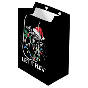 Let It Flow Anatomy Heart Cardiac Nurse Santa Hat Medium Gift Bag