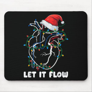 Let It Flow Anatomy Heart Cardiac Nurse Santa Hat Mouse Mat