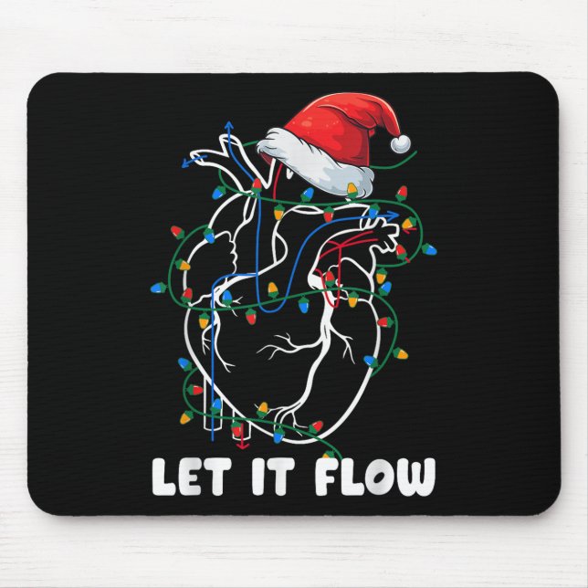 Let It Flow Anatomy Heart Cardiac Nurse Santa Hat  Mouse Mat (Front)