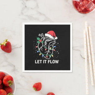 Let It Flow Anatomy Heart Cardiac Nurse Santa Hat Napkin