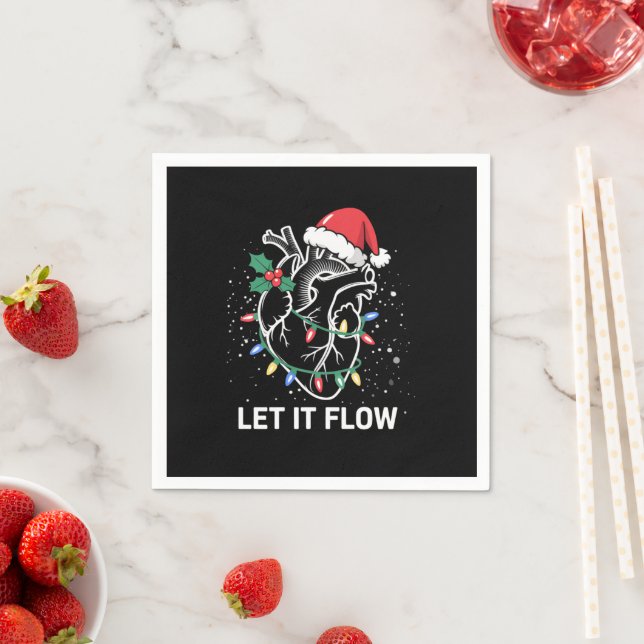 Let It Flow Anatomy Heart Cardiac Nurse Santa Hat Napkin (Insitu)