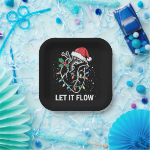 Let It Flow Anatomy Heart Cardiac Nurse Santa Hat Paper Plate