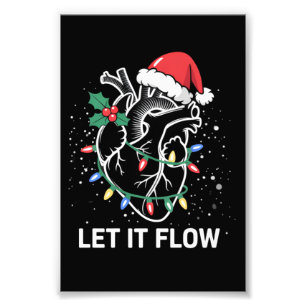 Let It Flow Anatomy Heart Cardiac Nurse Santa Hat Photo Print