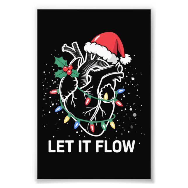 Let It Flow Anatomy Heart Cardiac Nurse Santa Hat Photo Print (Front)
