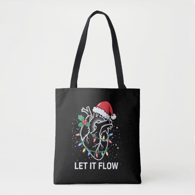 Let It Flow Anatomy Heart Cardiac Nurse Santa Hat Tote Bag (Front)