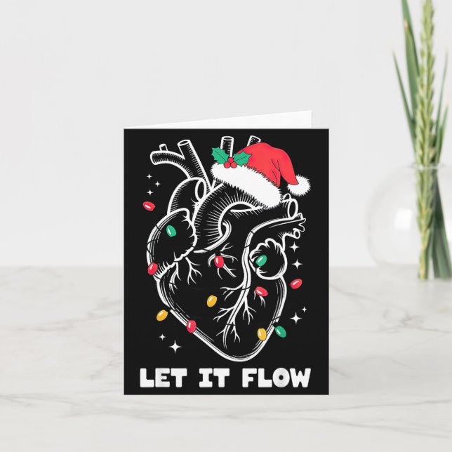 Let It Flow Anatomy Heart Santa Xmas  Card (Front)