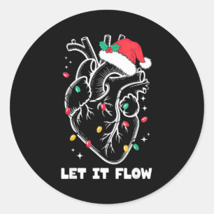 Let It Flow Anatomy Heart Santa Xmas  Classic Round Sticker