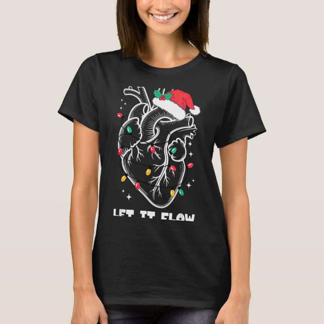 Let It Flow Anatomy Heart Santa Xmas  T-Shirt (Front)