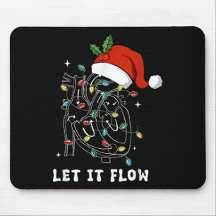 Let It Flow Christmas Cardiac Nurse Heart Anatomy Mouse Mat
