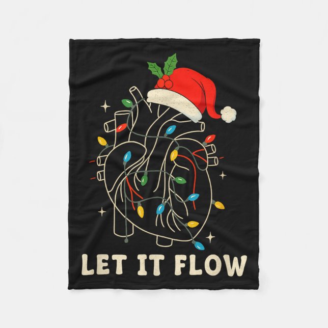 Let It Flow Funny Anatomical Heart Christmas, Medi Fleece Blanket (Front)