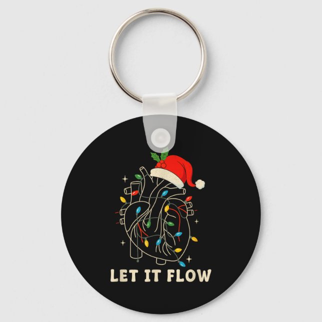 Let It Flow Funny Anatomical Heart Christmas, Medi Key Ring (Front)