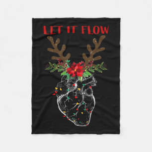 Let It Flow Funny Heart Christmas Nurse For Men Wo Fleece Blanket