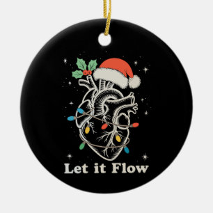 Let It Flow Heart Cardiac Nurse Christmas Xmas Ceramic Tree Decoration