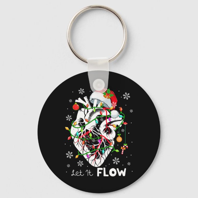 Let It Flowing Xmas Anatomy Santa Heart Part Cardi Key Ring (Front)