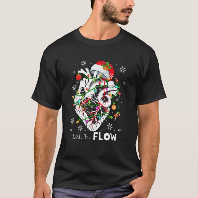 Let It Flowing Xmas Anatomy Santa Heart Part Cardi T-Shirt (Front)