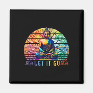 Let It Go Buddha Meditation Art Colourful Zen Budd Magnet