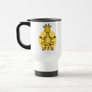 Let it go Kawaii giraffe practicing yoga yellow Travel Mug
