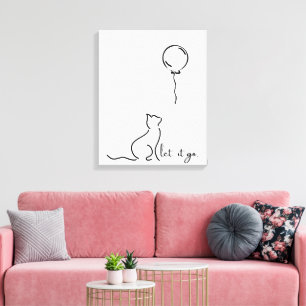 Let It Go – Minimalist Cat Canvas Art