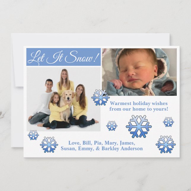 Let It Snow! 2 Photo Christmas Card (Front)