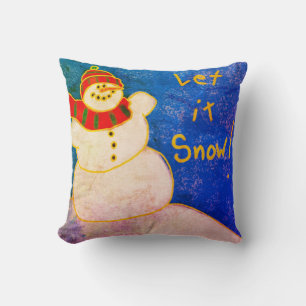 Let It Snow! Abstract Snowman Art Cushion