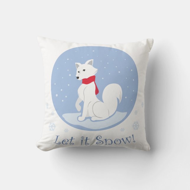 Let It Snow! (Arctic Fox) Cushion (Front)