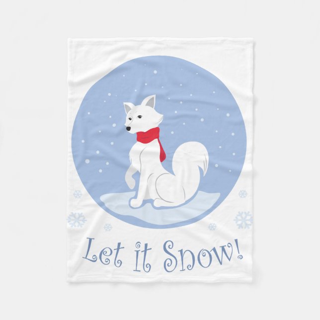 Let It Snow! (Arctic Fox)  Fleece Blanket (Front)