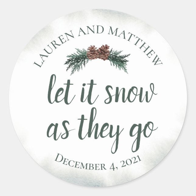 Let It Snow As They Go Wedding Send Off Stickers (Front)