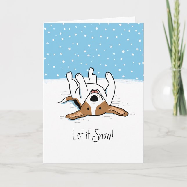 Let it Snow Beagle | Cute Winter Dog Christmas Holiday Card (Front)