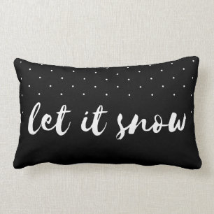Let it Snow Black and White Polka Dot Christmas Lumbar Cushion