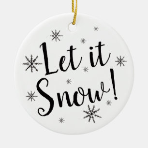 Let it Snow Black and White Snowflake Ceramic Tree Decoration