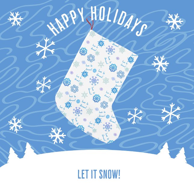 Let It Snow Blue Colour Choice Background Small Christmas Stocking (Creator Uploaded)