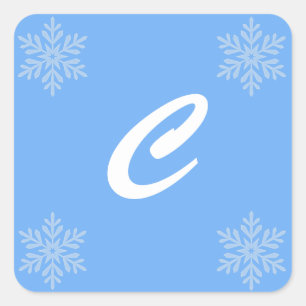 Let it Snow Blue Monogram Sticker Seals