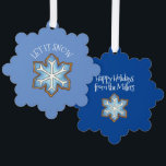LET IT SNOW Blue Snowflake Sugar Cookie Winter Tree Decoration Card<br><div class="desc">Ornament card features an original marker illustration of a blue snowflake sugar cookie,  with LET IT SNOW in a fun blue font. Just personalise with your information.

Don't see what you're looking for? Need help with customisation? Contact Rebecca to have something created just for you.</div>
